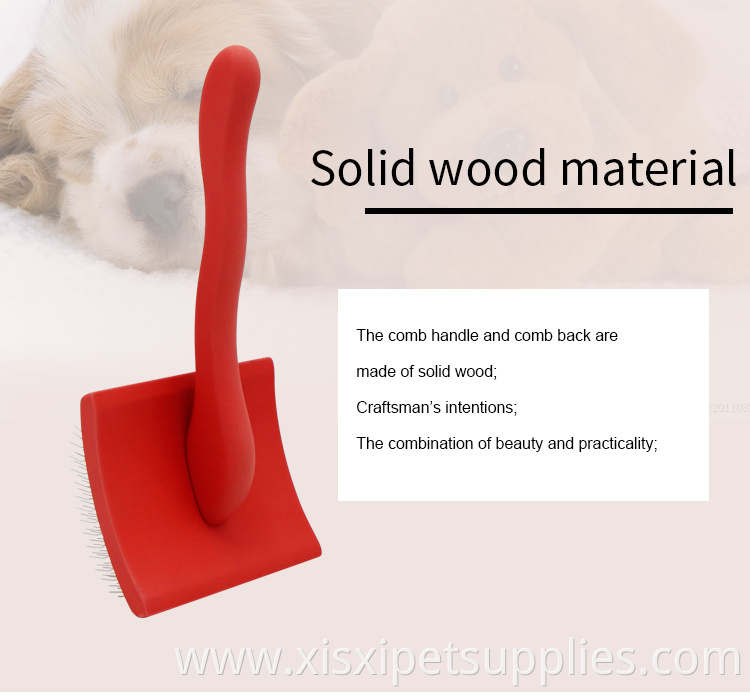 Factory Wholesale Red Wooden Pet Wire Grooming Brush Extra Long Pin Brush For Dogs And Cats